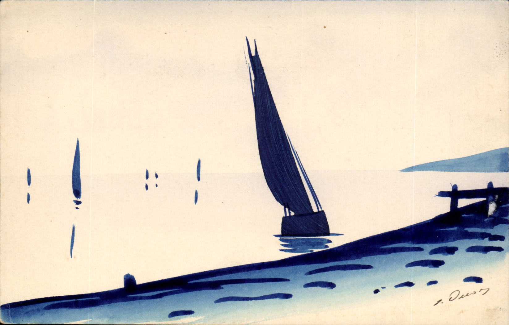CPA Illustrateur bateau Voile Voilier