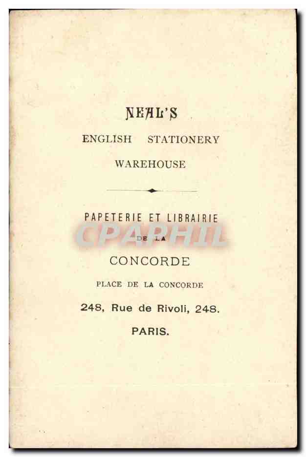 CPA Neal's Papeterie et librairie Londres londres Rue de Rivoli Magasin — Rückseite