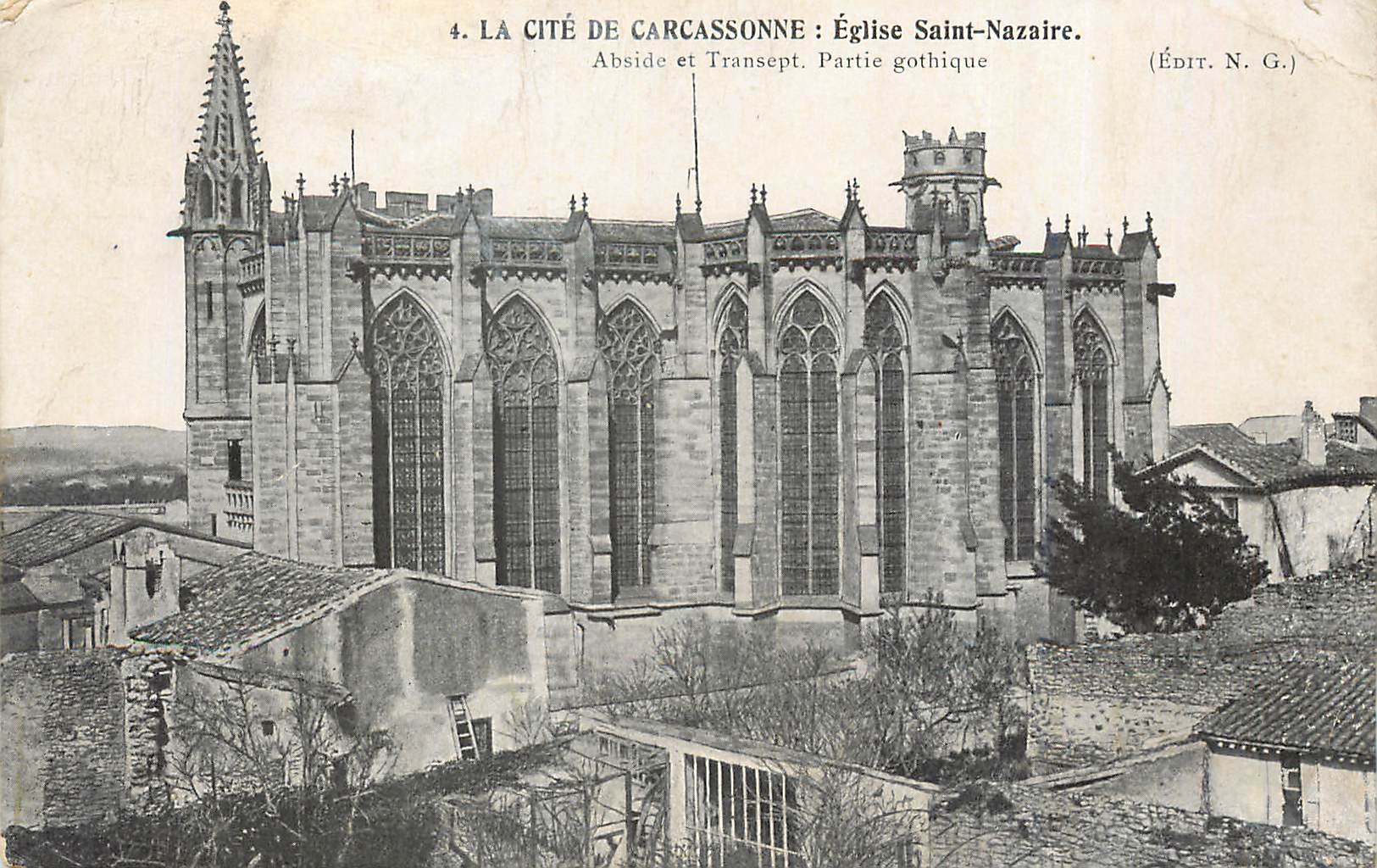 Carcassonne — Église Saint-Nazaire, abside et transept, partie gothique — Édit. N.G.