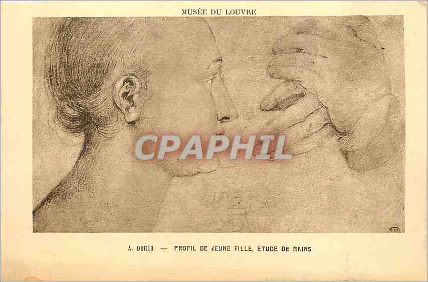 CPA Musee du Louvre Durer Profil de Jeune Fille Etude de Mains 
