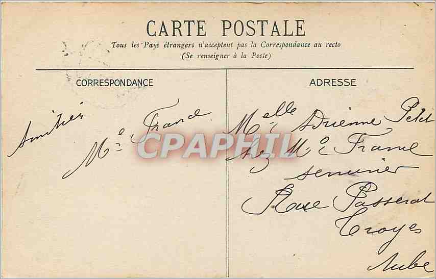 CPA Vichy Hopital Militaire  — Back