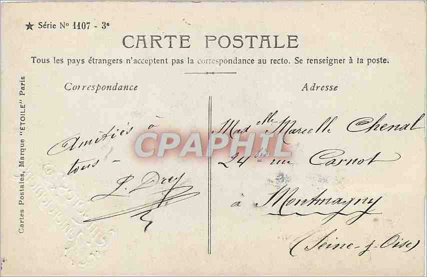 CPA Sinceres Remereiements Enfant — Rückseite