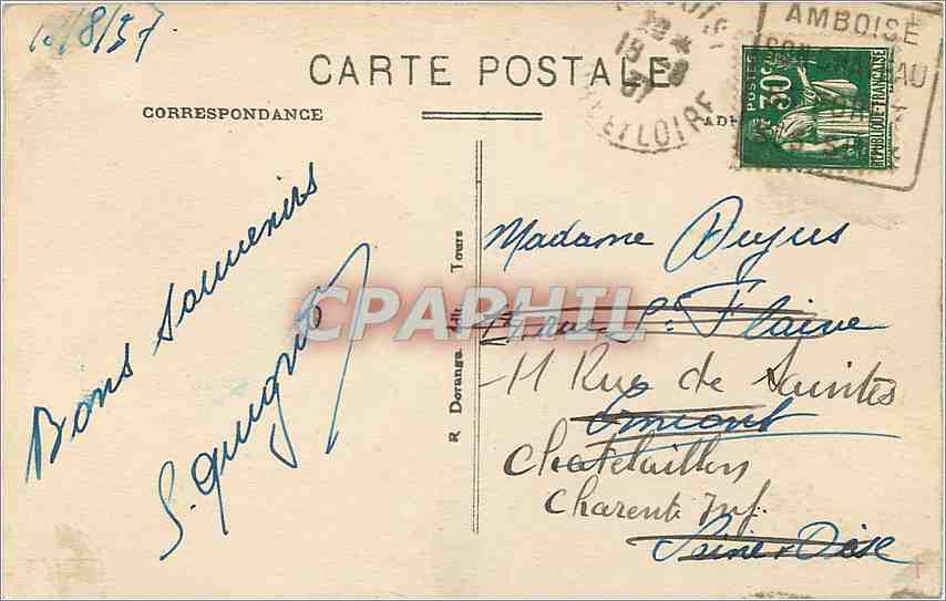 CPA Amboise L et L Le Chateau grosse tour cote Ouest  — Rückseite