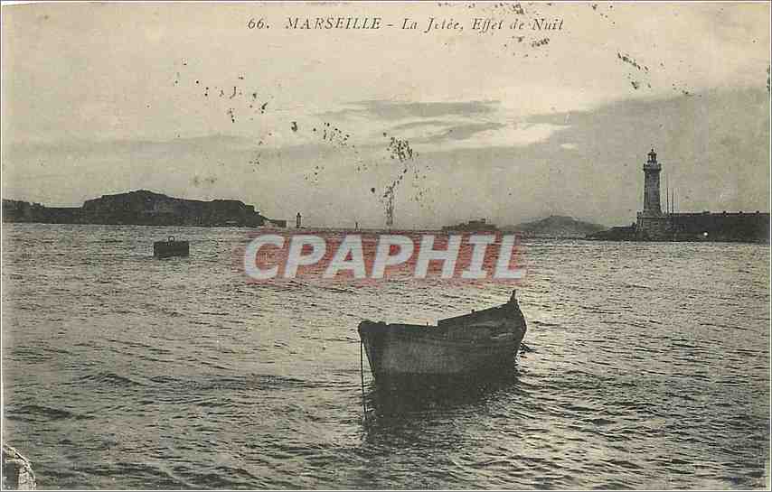 CPA Marseille La Jetee Effet de Nuit Phare