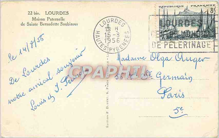 Maison Paternelle de Sainte Bernadette — Lourdes — Édition Edlux — Verso