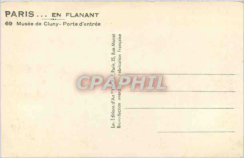 CPA Paris Musee de Cluny Porte d'Entree  — Rückseite