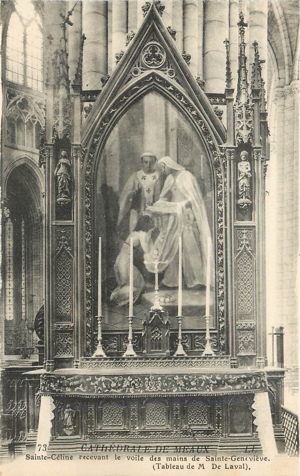 CPA Cathedrale de Meaux Sainte Celine recevant le Voile des mains de Sainte Geneviere 