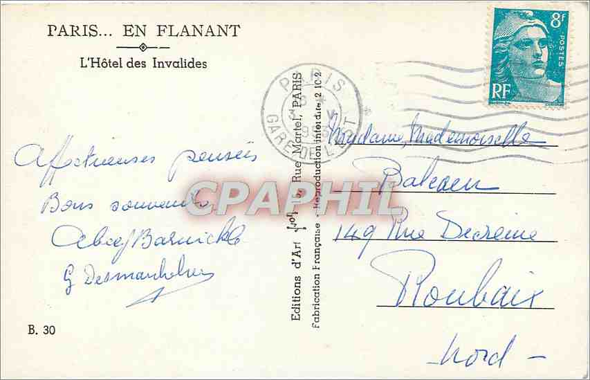 CPA Paris L'Hotel des Invalides  — Rückseite