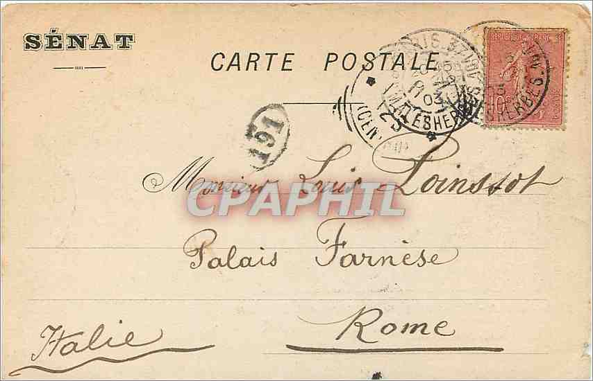CPA Senat Cabinet des Questeurs Plafond par L Boulanger Paris — Verso