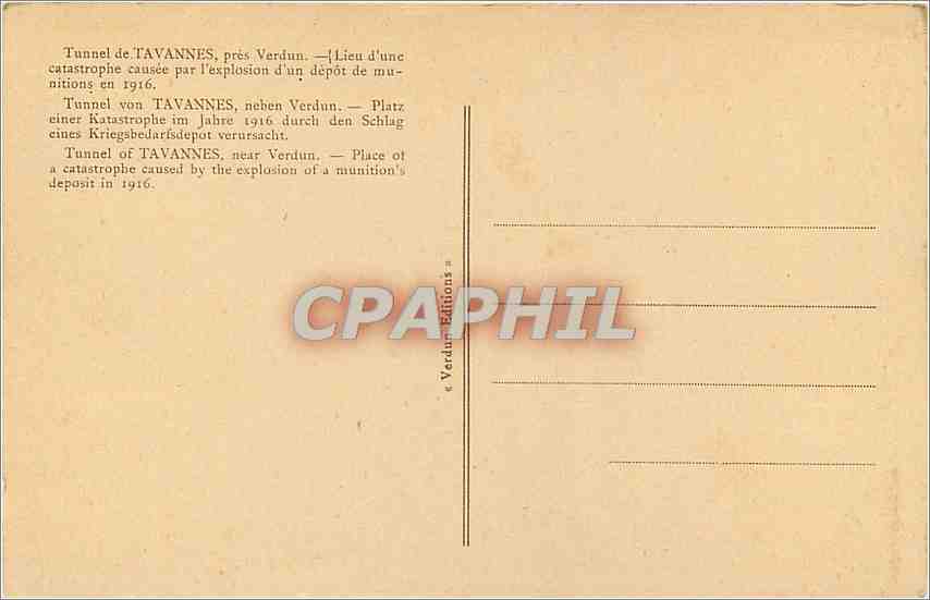 CPA Tunnel de Tavannes pres Verdun  — Rückseite
