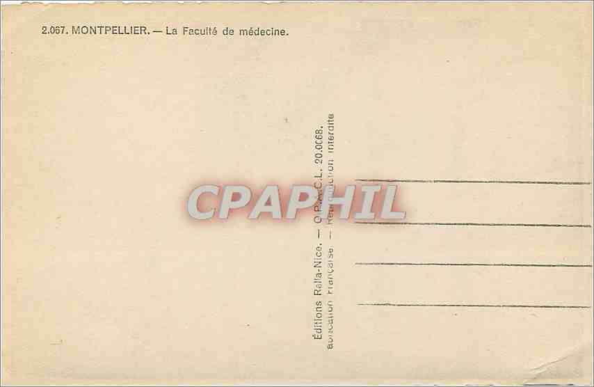 CPA Montpellier La Faculte de Medecine  — Rückseite