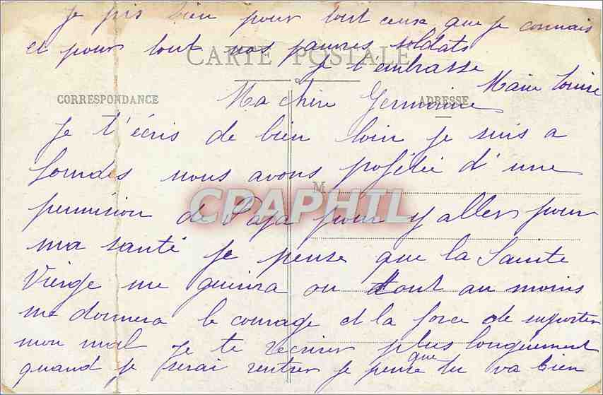 CPA Lourdes l'Apparition  — Back