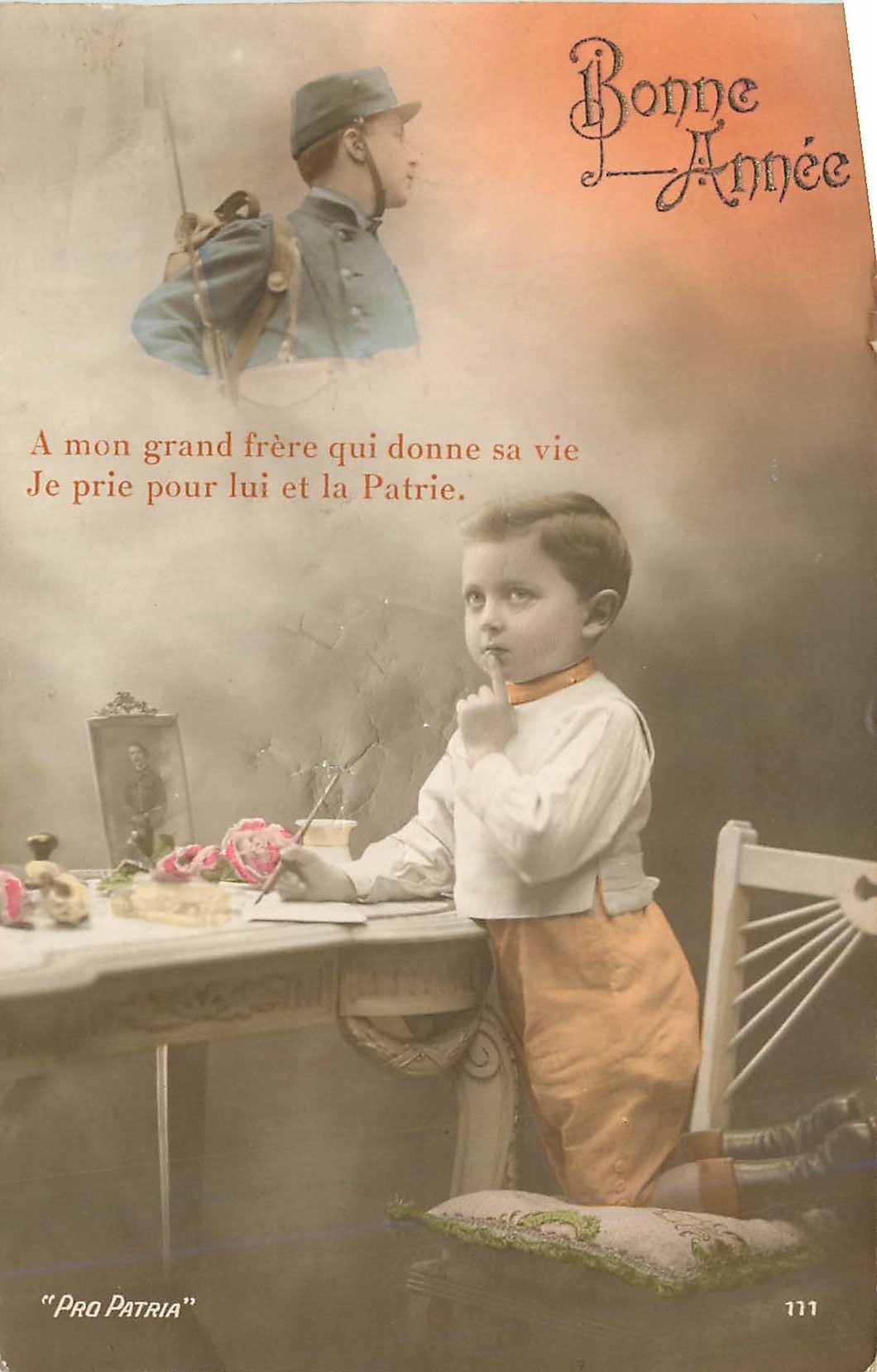 CPA Bonne Annee Enfant Soldat Militaria