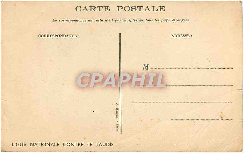 CPA Ligue Nationale contre le Taudis Poulbot — Rückseite