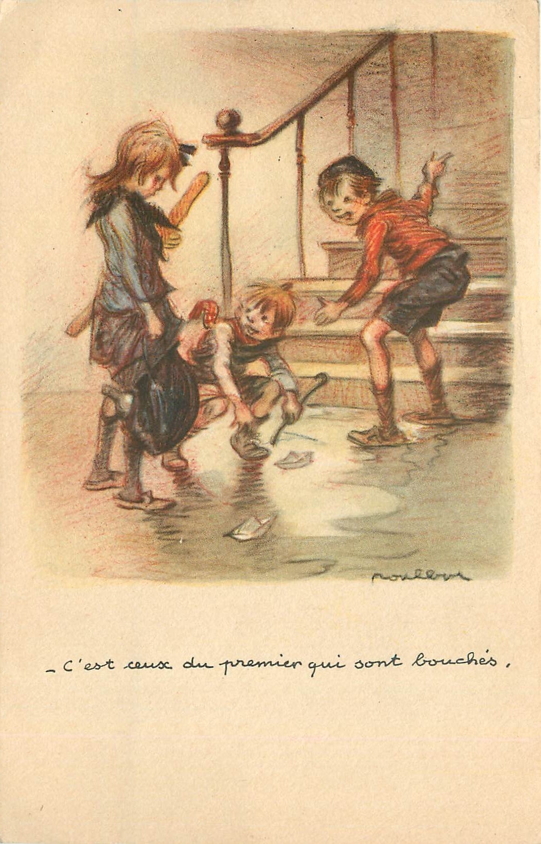 CPA Ligue Nationale Cont Le Taudis Illustrateur Poulbot