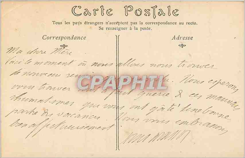 CPA Musee de Dijon Hoin Portrait de Monvel  — Verso