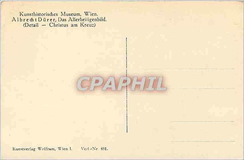 CPA Kunsthistorisches Museum Wien Albrecht Durer  — Verso