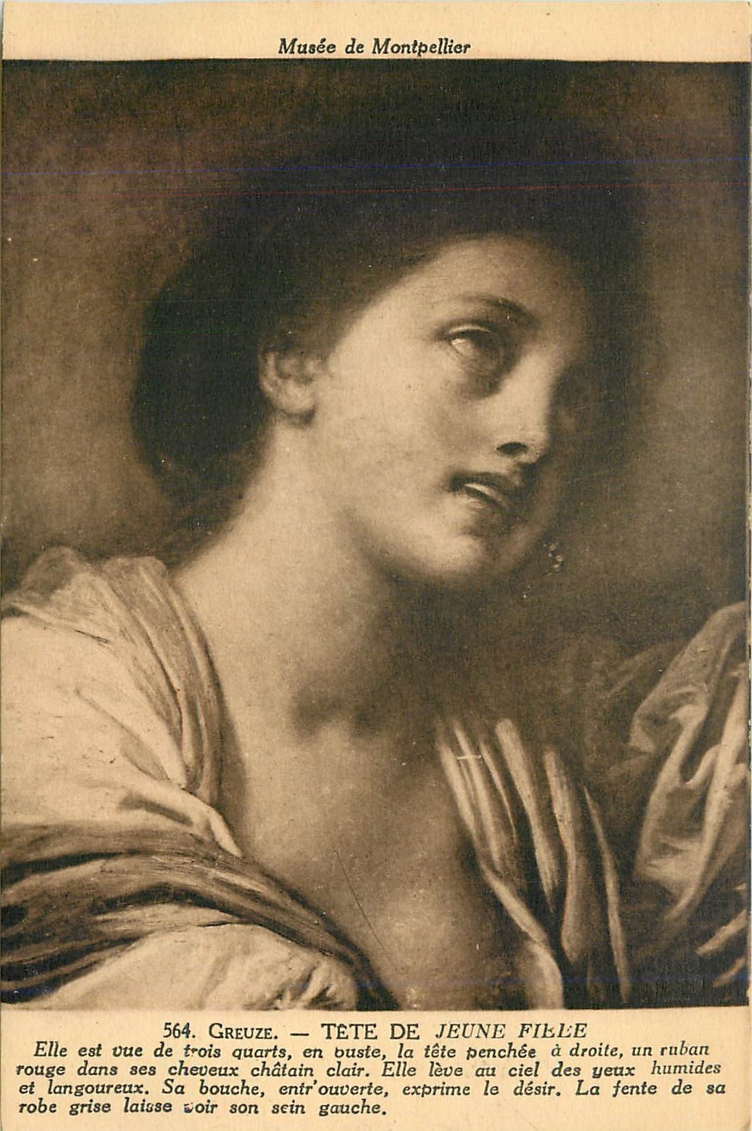 CPA Musee de Montpellier Greuze Tete de Jeune Fille 