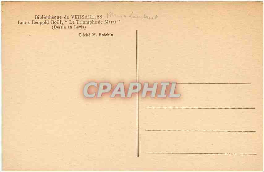 CPA Bibliotheque de Versailles Louis Leopold Boilly Le Triomphe de Marat  — Rückseite