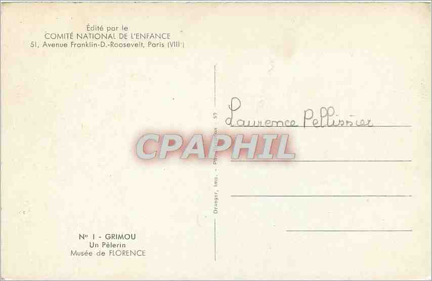 CPA Grimou Un Pelerin Musee de Florence  — Verso