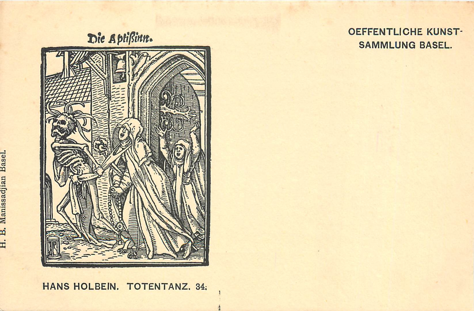 CPA Die Aptissinn Hans Holbein Totentanz 