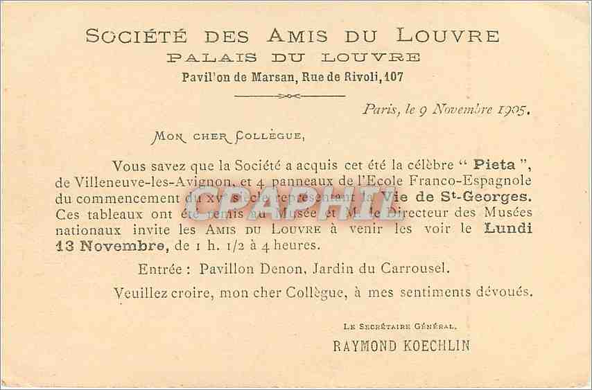CPA Musee de Louvre Don de Mme Charles Gillot Portrait d'un pretre  — Verso