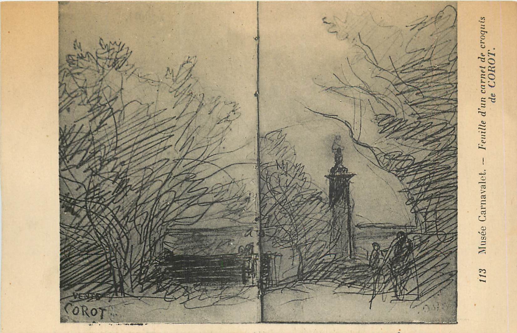 CPA Musee Carnavalet Feuille d'un carnet de croquis de Corot 
