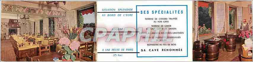Carte de visite Ses Specialties Sa Cave Renommee Dreux Auberge des Gue des Grues