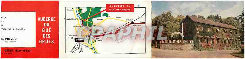 Carte de visite Ses Specialties Sa Cave Renommee Dreux Auberge des Gue des Grues — Rückseite