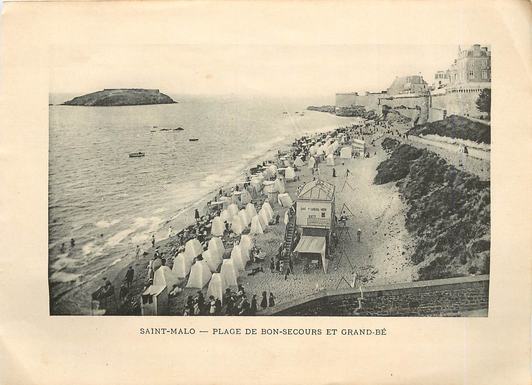 Saint-Malo — Plage de Bonsecours et Grand-Bé — La Mare aux Canards et le Château