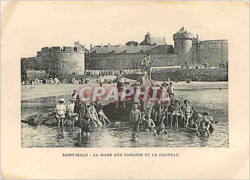 Saint-Malo — Plage de Bonsecours et Grand-Bé — La Mare aux Canards et le Château — Verso