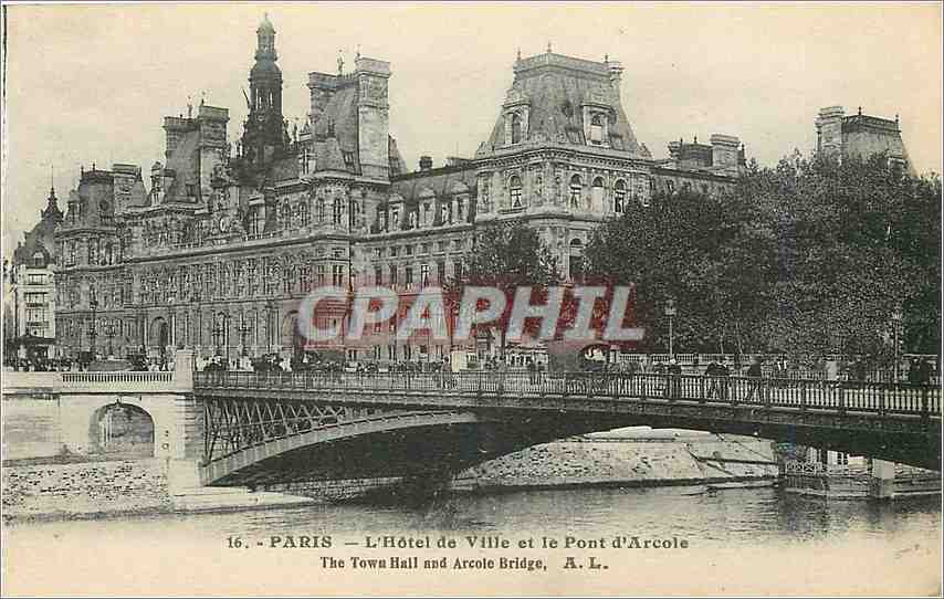 CPA Paris L'Hotel de Ville et le Pont d'Arcole 