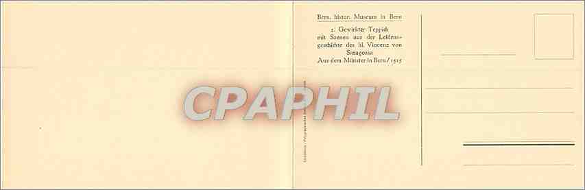 CPA Bern histor Museum in Bern Gewirkter Teppich  — Rückseite