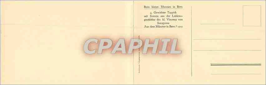 CPA Bern histor Museum in Bern Gewirkter Teppich  — Rückseite