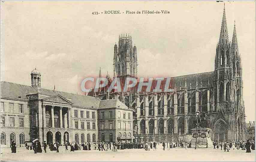CPA Rouen Place de l'Hotel de Ville 