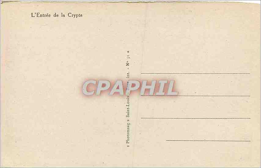 CPA L'Entree de la Crypte  — Rückseite