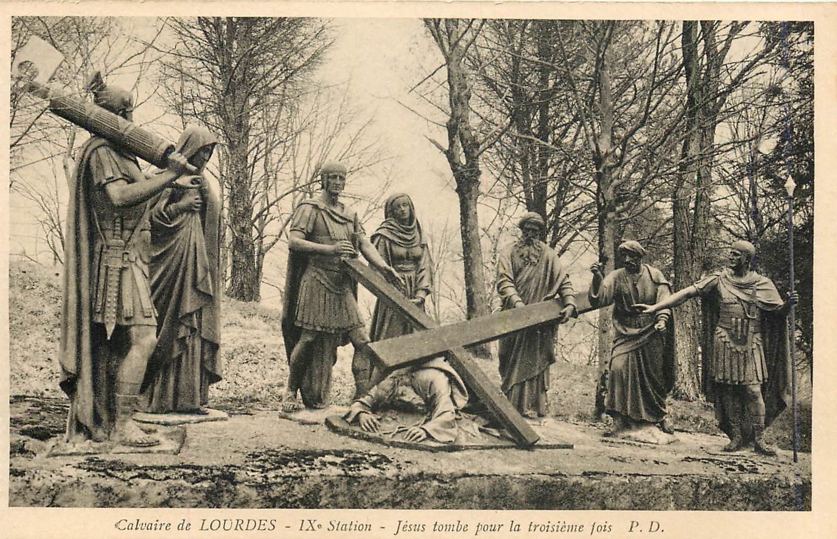 CPA Calvaire de Lourdes IX Station Jesus tombe pour la troisieme jois 