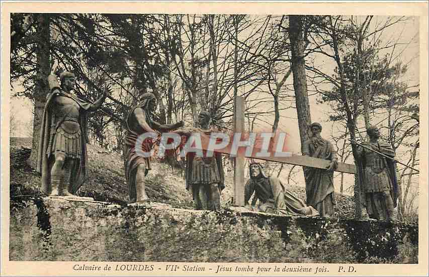 CPA Calvaire de Lourdes VII Station Jesus tombe pour la deuzieme Jois 