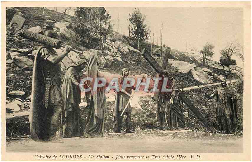 CPA Calvaire de Lourdes IV Station Jesus rencontre sa Tres Sainte Mere 