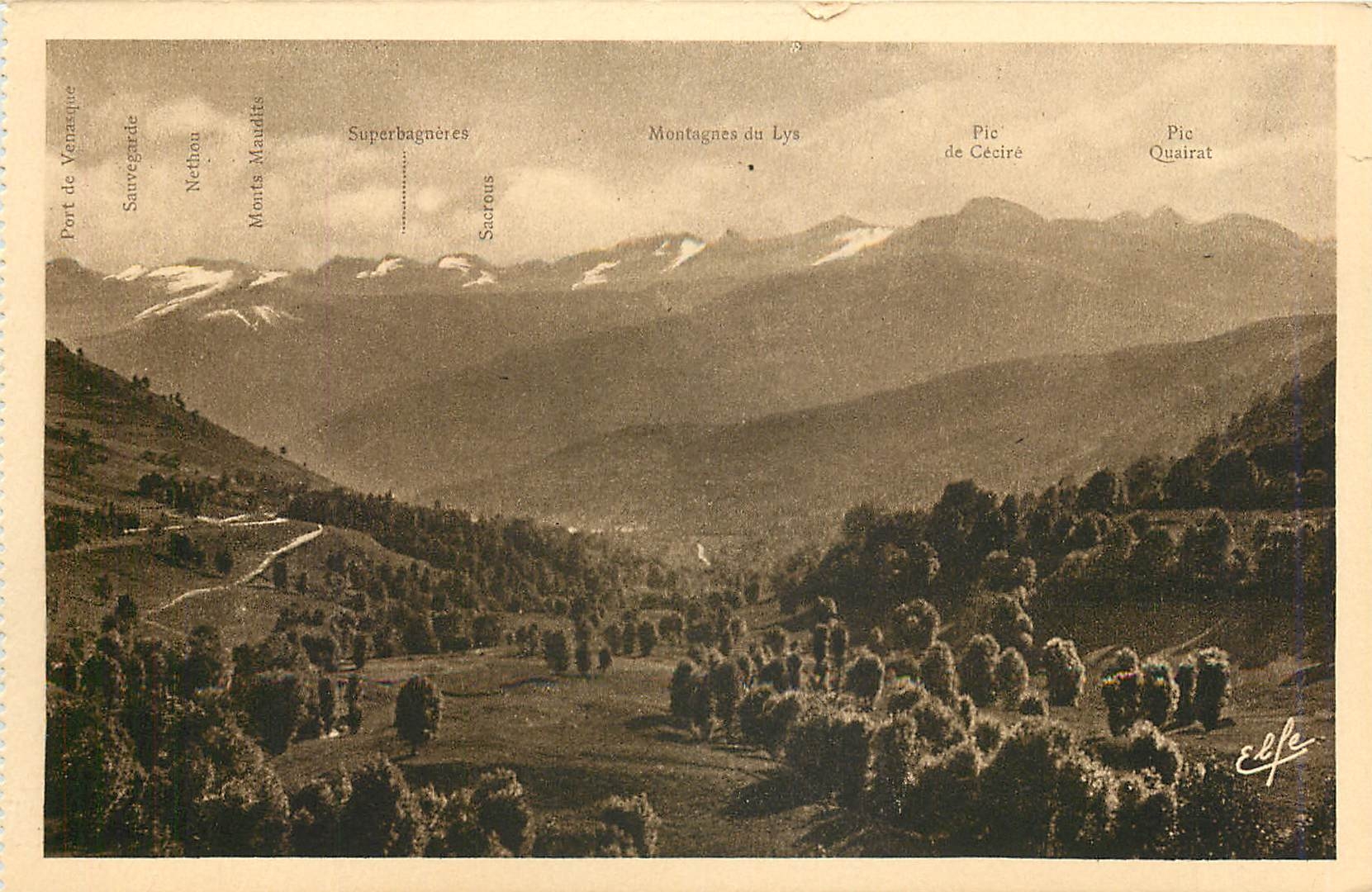 CPA Pyrenees Ocean Luchon Vallee d'Oueil Vue panoramique sur la Chaine Frontiere 