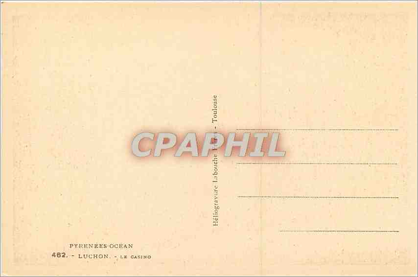 CPA Pyrenees Ocean Luchon Le Casino  — Back
