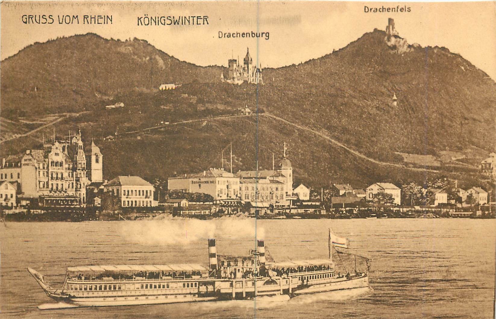 CPA Gruss vom Rhein Konigswinter Bateau