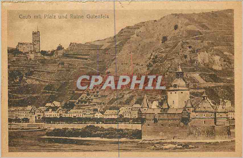 CPA Caub mit Pfalz und Ruine Gutenfels 