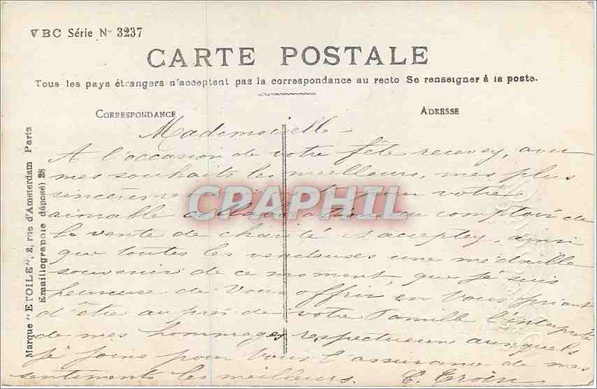 CPA Bonne Fete Fleurs — Rückseite