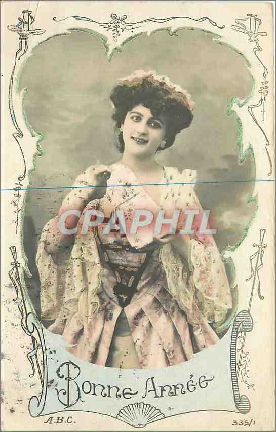 CPA Bonne Annee Femme