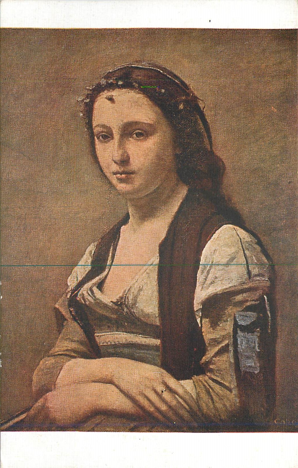 CPA JB Corot La femme a la perle 