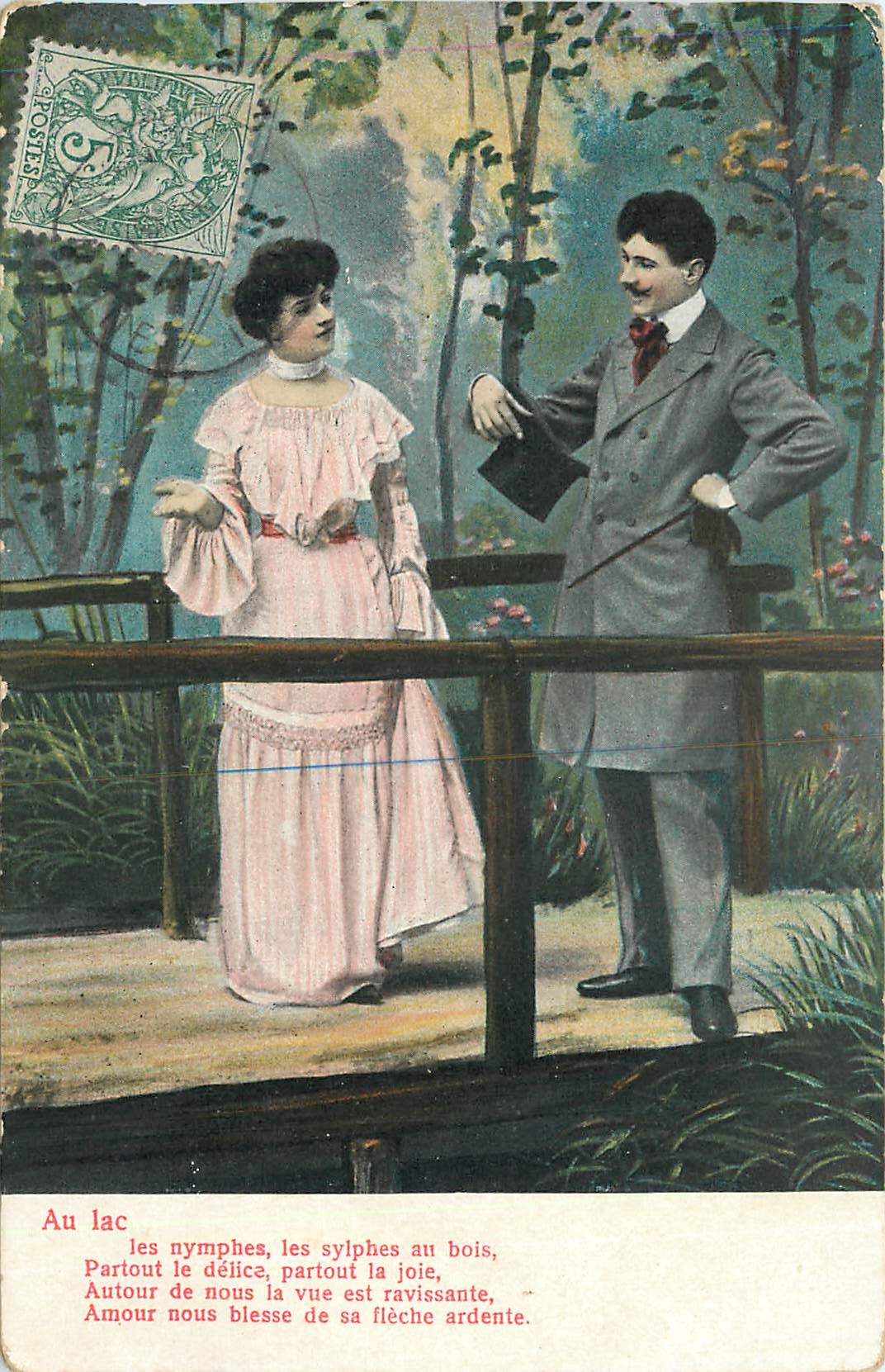 CPA Au lac les nymphes le syiphes au bois Femme
