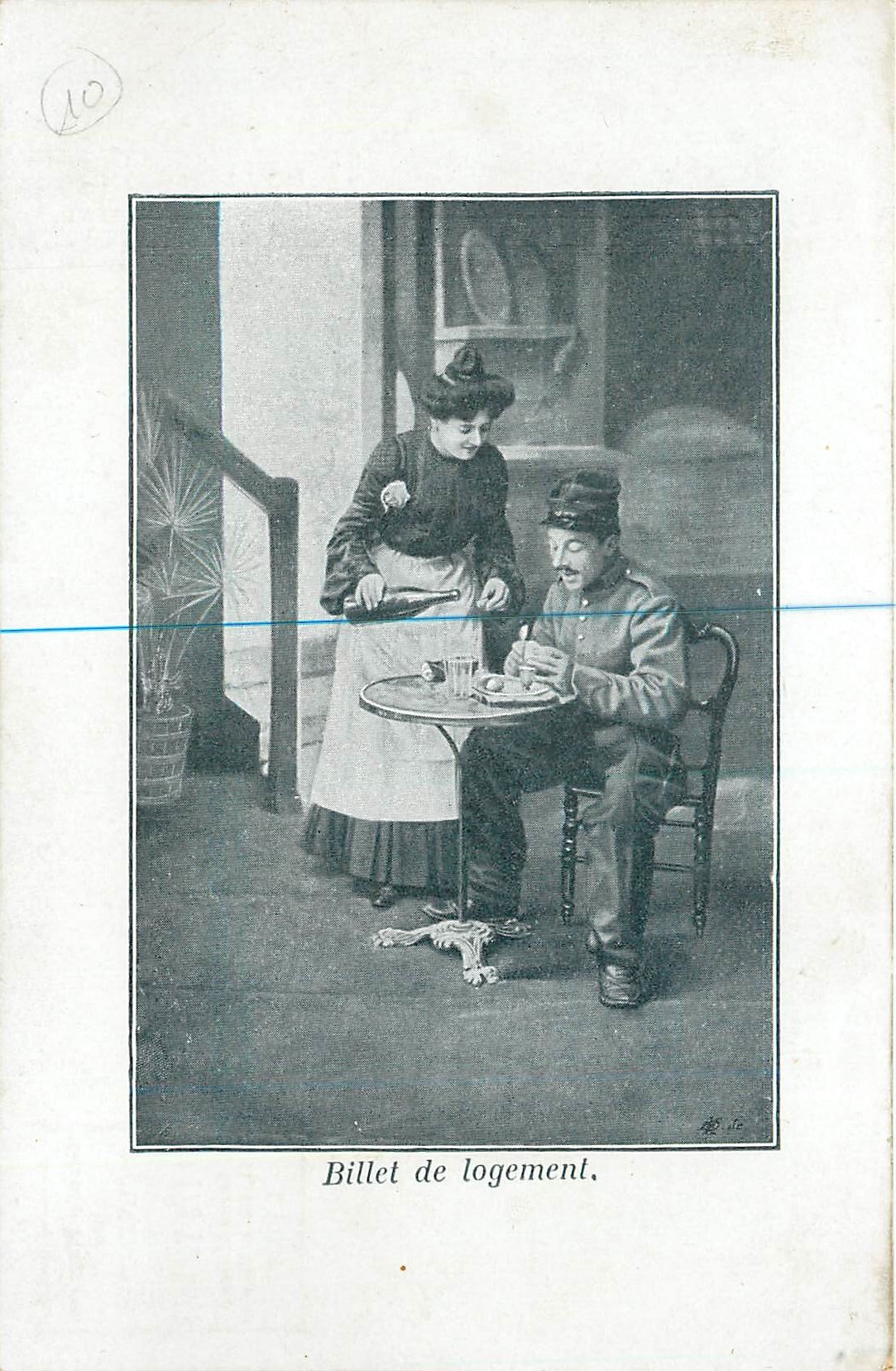 CPA Billet de logement Femme Soldat Militaria