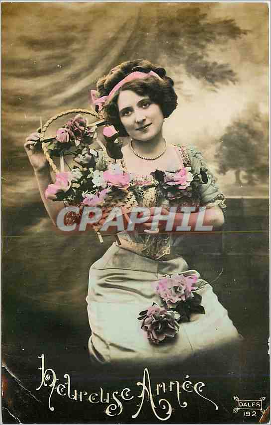 CPA Heureuse Annee Femme