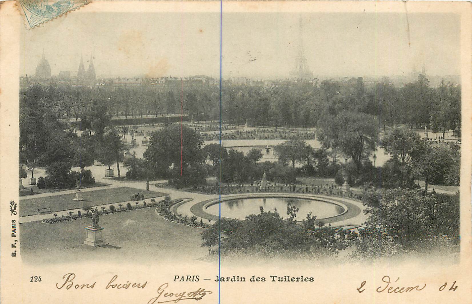 CPA Paris Jardin des Tuileries Tour Eiffel